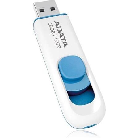 Adata C008/16GB 16GB USB2.0 Classic (White + Blue) Flash Bellek