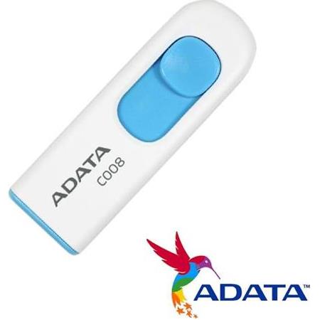 Adata C008/16GB 16GB USB2.0 Classic (White + Blue) Flash Bellek