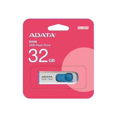 Adata C008/32GB 32GB USB2.0 Classic (White + Blue) Flash Bellek